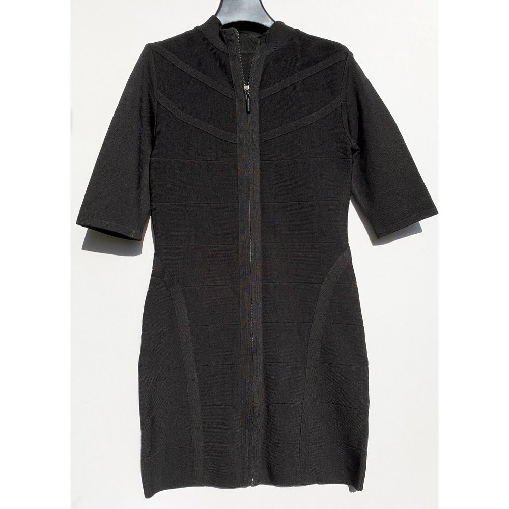 BeBe bandage black mini dress with front zipper